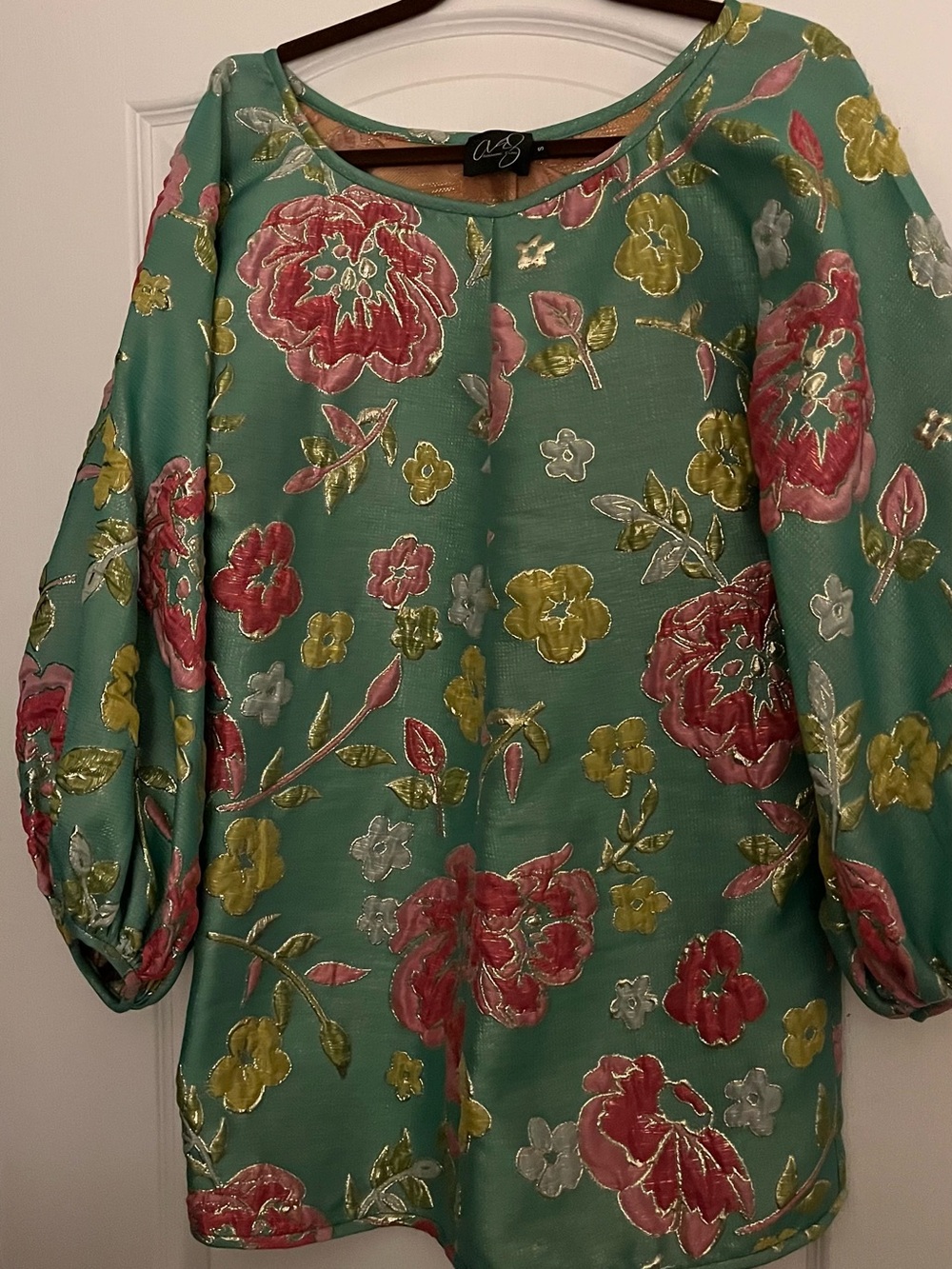 Arianne Elmy’s “Good Luck” Embroidered Midi Dress with Pink and Green Flowers - Picture 6 of 9